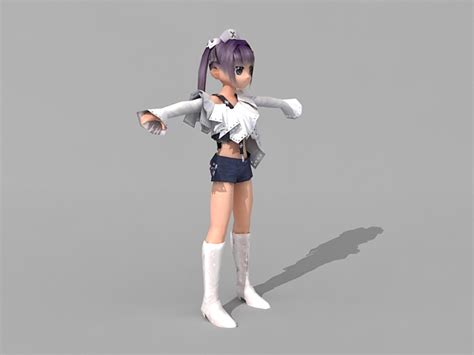 cute anime girl 3d model 3ds max files free download modeling 33983
