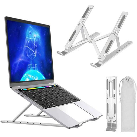 portable laptop stand  desk adjustable foldable aluminum laptop holder riser compatible