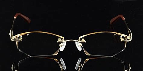 lee eyeglasses with golden metal rectangle rim less frame eyeglasses