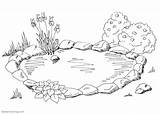 Pond Coloring Pages Sketch Printable Kids Template sketch template