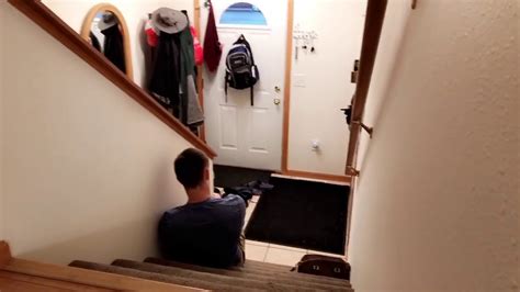 Brother Hiding On The Stairs Scares His Sister Youtube