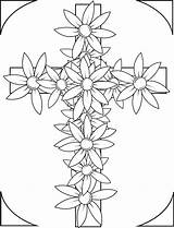 Coloring Pages Cross Flowers Easter Flower Adult Printable Adults Mpmschoolsupplies Kids sketch template
