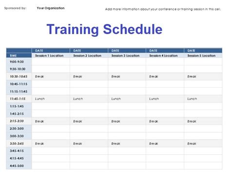 training schedule template  word templates