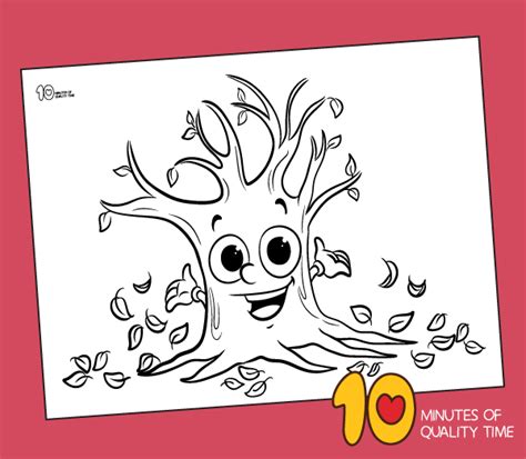 autumn tree coloring page  minutes  quality time