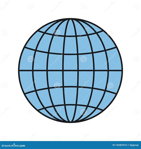 colorful silhouette front view globe earth world chart  lines stock vector illustration