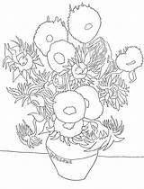 Gogh Zonnebloemen Colouring Sunflowers Sunflower Vincent Girasoli Drawings Vangoghmuseum Colorare Versie Eruit Ziet Jouw Hoe Printable Goghs Kunst Zonnebloem Masterpiece sketch template