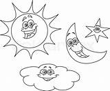 Moon Sun Star Drawing Cloud Stars Outline Outlined Set Vector Coloring Paintingvalley Drawings sketch template