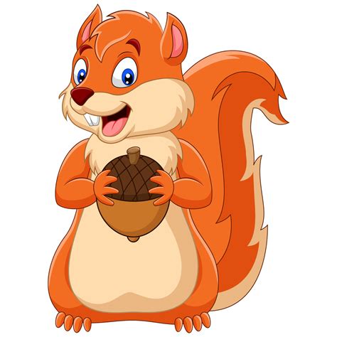 squirrel holding nut cartoon   vectors clipart graphics