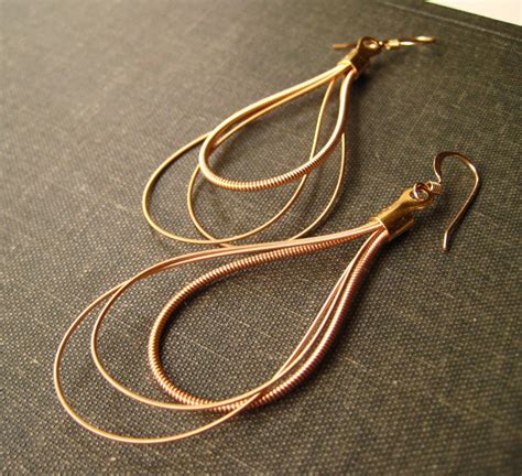small guitar string earrings goldbrass  cheapdatejewelry