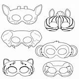 Animal Masks Jungle Printable Mask Coloring Kids Animals Template Tiger Crafts Monkey Zebra Pages Elephant Printables Kid Giraffe Party Costume sketch template