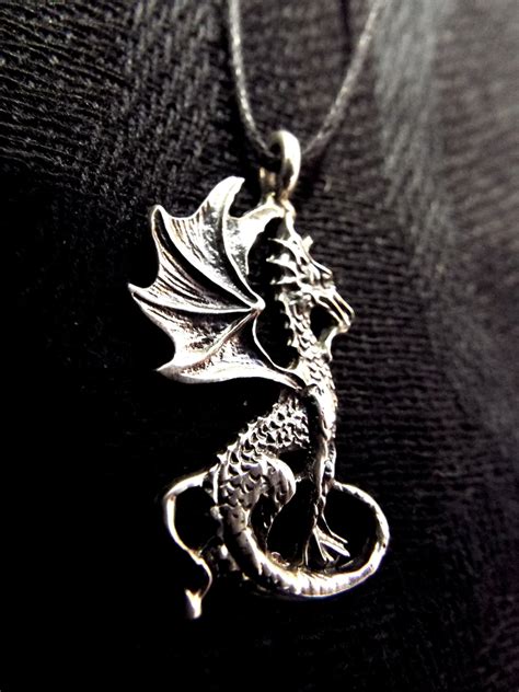 pendant dragon silver sterling  handmade gothic dark necklace jewelry