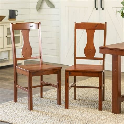 shop rustic dark oak wood dining chairs set    sale