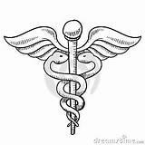 Caduceus Drawing Symbol Medical Vector Stock Doodle Format Style sketch template