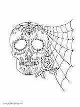 Muertos Duran Druckbare Ausmalbild Totenkopf Erwachsene Schablone Stickereimuster Schadel sketch template