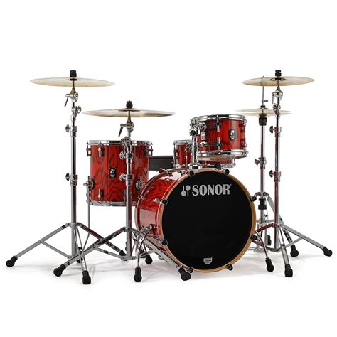 sonor prolite  fiery red  pcs shell set  mount drum kit