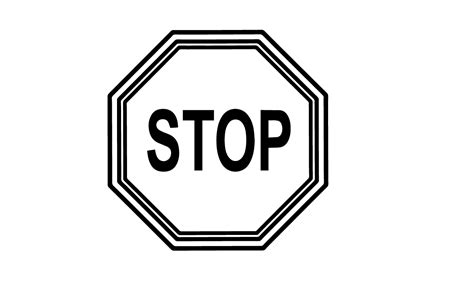 black  white stop sign   black  white stop sign