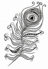 Peacock Coloring Pages Feather Zentangle Feathers Zen Intricate Mandala Drawing Abstract Deviantart Designs Books Colors Choose Board Drawings sketch template
