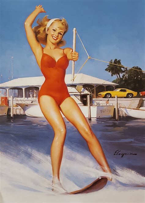 Vintage 1950s Gil Elvgren Double Sided Pin Up Girl Litho Print Ebay