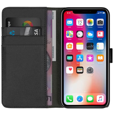 orzly premium leather wallet case apple iphone xs black