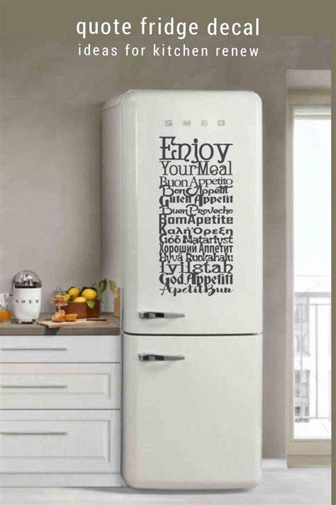quote fridge decal bon appetit fridge door vinyl sticker covering freezer art peel  stick