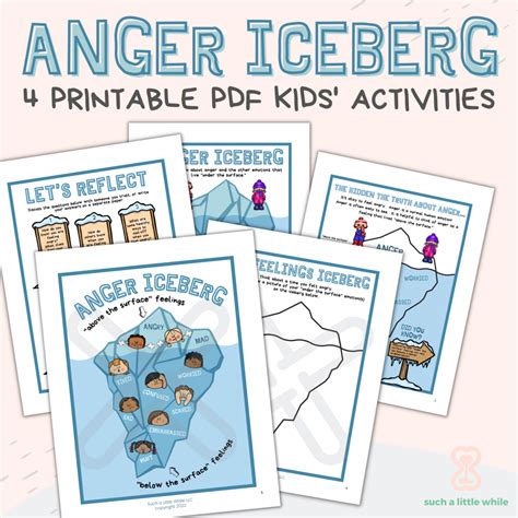 anger iceberg   kids worksheets  printable activities     llc