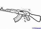 Gun Ak 47 Drawing Coloring Draw Nerf Tattoo Step Pages Rifle Ak47 Easy Drawings Clipart Dragoart Kids Print Assault Guns sketch template