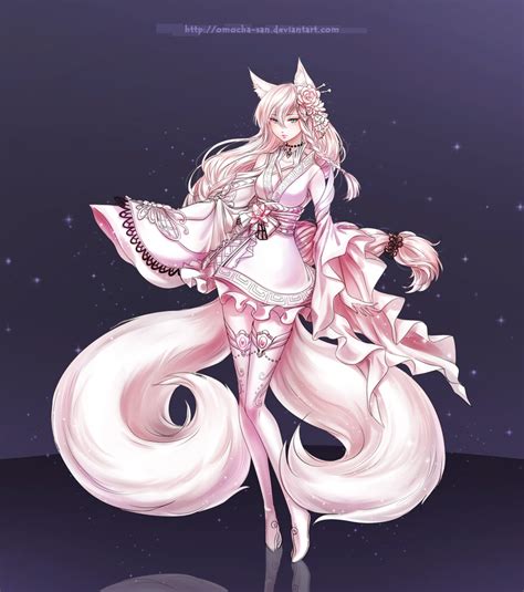 white pink fox foxgirl kitsune   meme