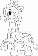 Giraffe Baby Coloring Vector Pages Clip Illustrations Little Cute Drawing Depositphotos Graphics Royalty Istock Beach Similar sketch template