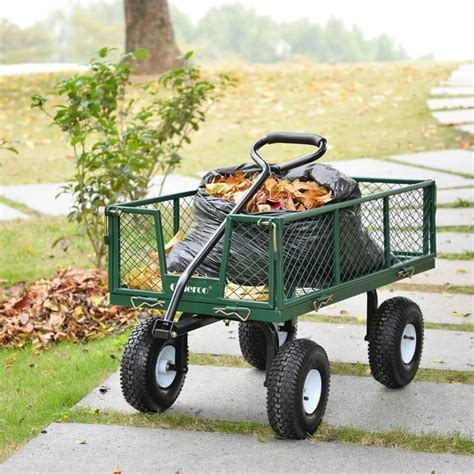 allieroo utility wagon farm  ranch heavy duty steel garden cart  removable folding sides