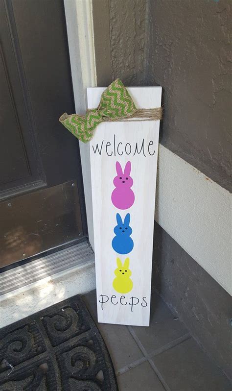 Hand Painted Easter Peeps Bunny Front Porch Sign Hand Painted Etsy