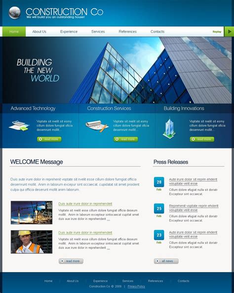 construction company website template