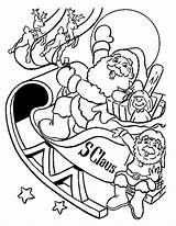 Kleurplaat Slee Kerstman Colorir Onderweg Kerst Presents Kerstmis Gaat Snel Vooruit Desenhos Coke Drinking Sleigh sketch template