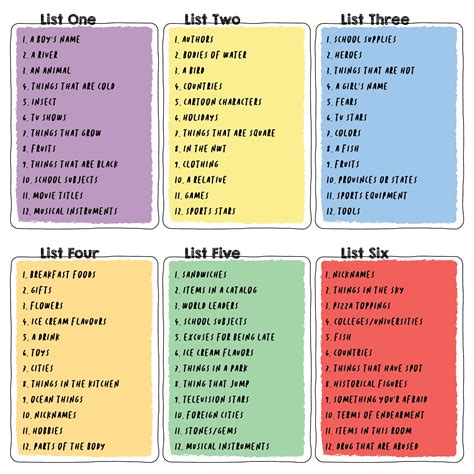 images  scattergories lists   printable printable