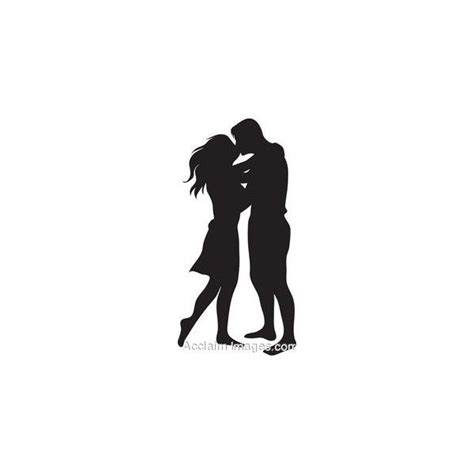Clip Art Of A Silhouette Of A Man And Woman Kissing Found