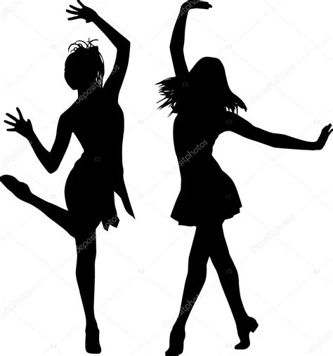 silhouette frauen tanzen vektorgrafik lizenzfreie