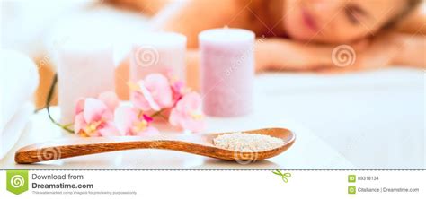 closeup  spa therapy ingredients  relaxed woman  ba stock photo