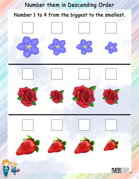 ascending descending order grade  math worksheets