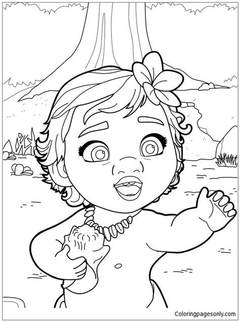 baby moana princess coloring page  coloring pages