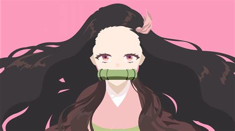 demon slayer long hair nezuko kamado  pink background