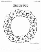 Anzac Coloring Remembrance Poppy Wreath Memorial Pages Poppies Kids Flower Color Veterans Colouring Sheets Craft Mandala Bigactivities Cut Sanat Stencil sketch template