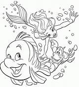 Ariel Coloring Pages Flounder Kids sketch template