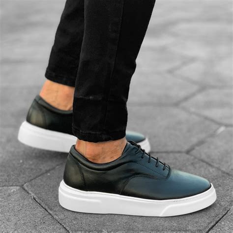 martin valen mens premium genuine leather sneakers black white