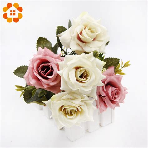 1 Bouquet Colorful Rose Artificial Flowers For Home Decoration High