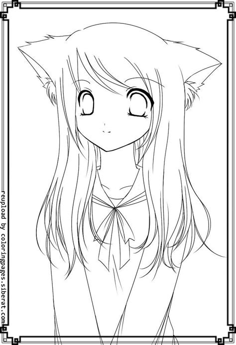 anime cat girl coloring page  print page   ages coloring home