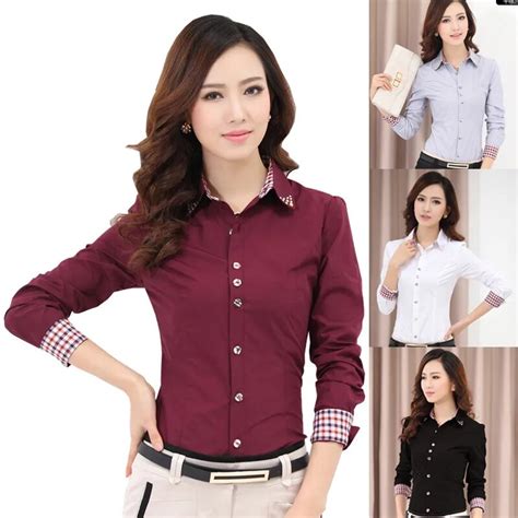blouses shirts womens clothes turndown collar female shirt long
