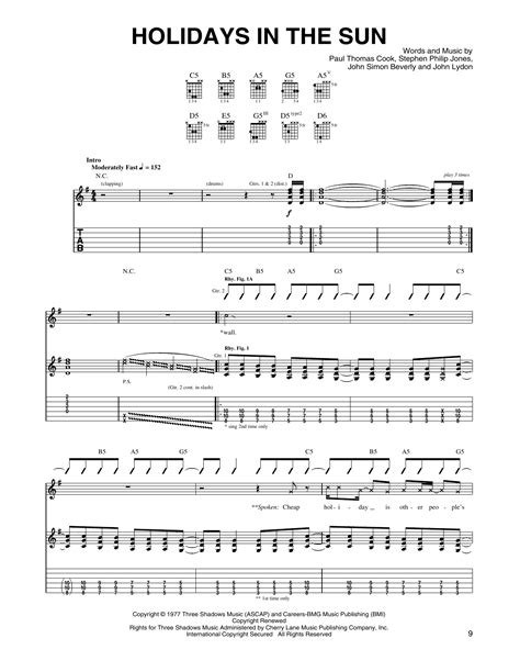holidays in the sun by sex pistols guitar tab guitar instructor