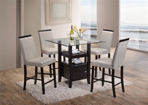 lenn  piece counter height dining set  square transitional cappuccino table  beveled