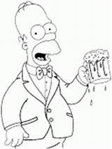 Homer Coloring Beer Simpson Drawings sketch template