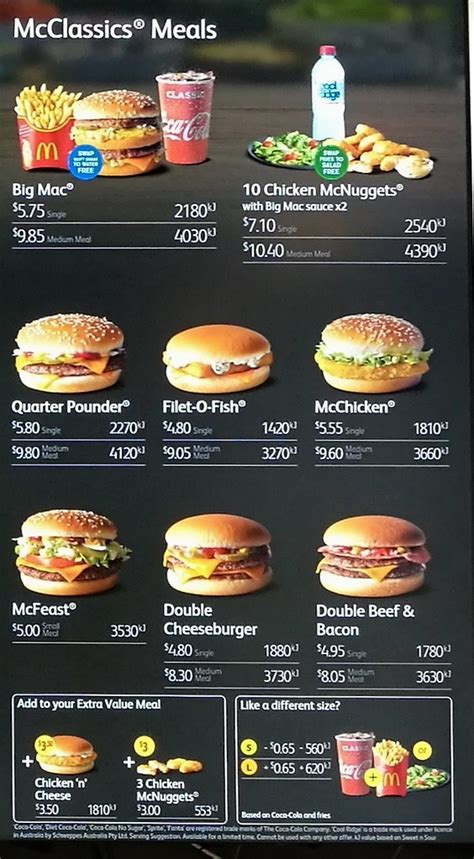 mcdonald s menu 2018 melbourne australia big mac au5 75