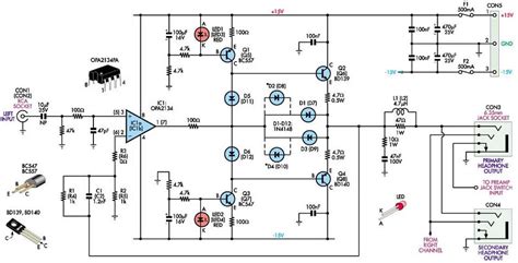 stereo headphone circuit diagram